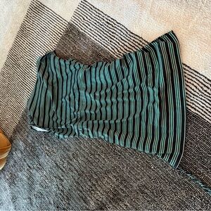 Lioness One-Shoulder Striped Dress in Black and Blue